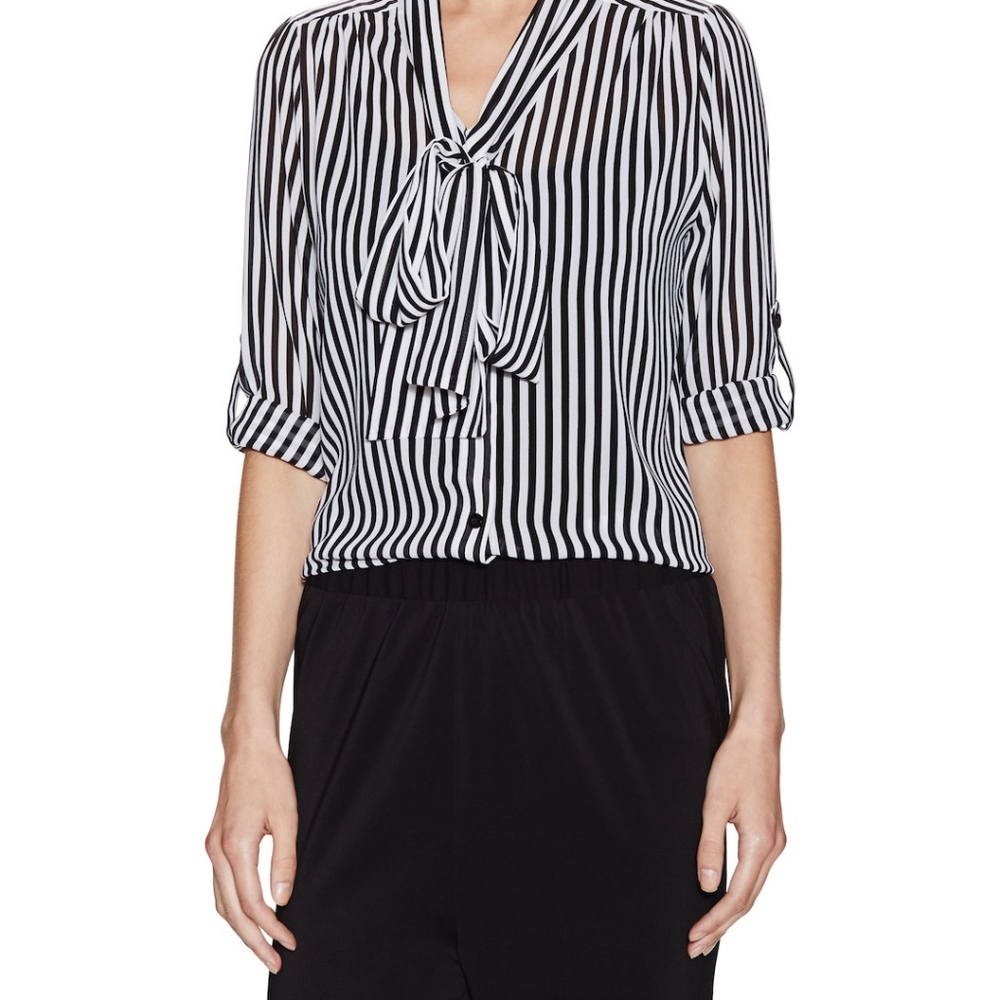 Alice + Olivia Silk Tie Neck Blouse